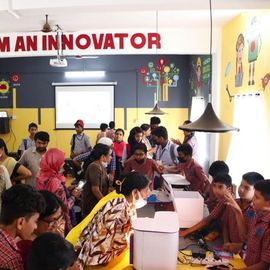 Students in an IRI innovation lab